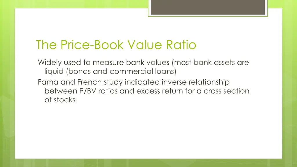the price book value ratio