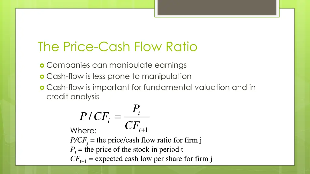 the price cash flow ratio