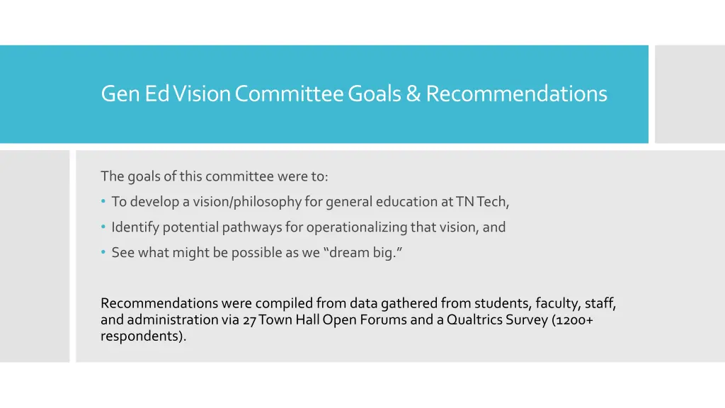 gen ed vision committee goals recommendations