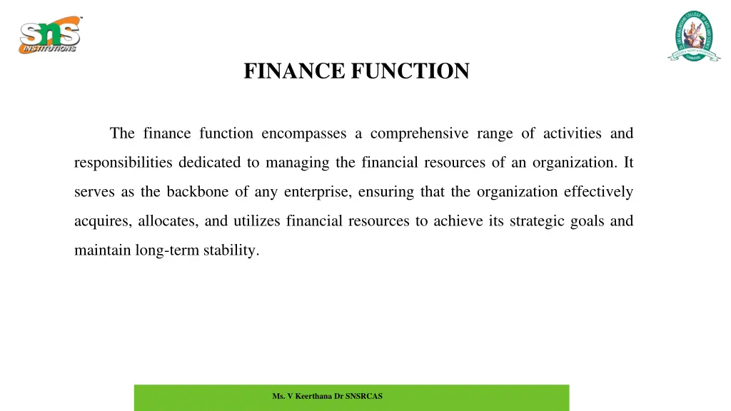 finance function