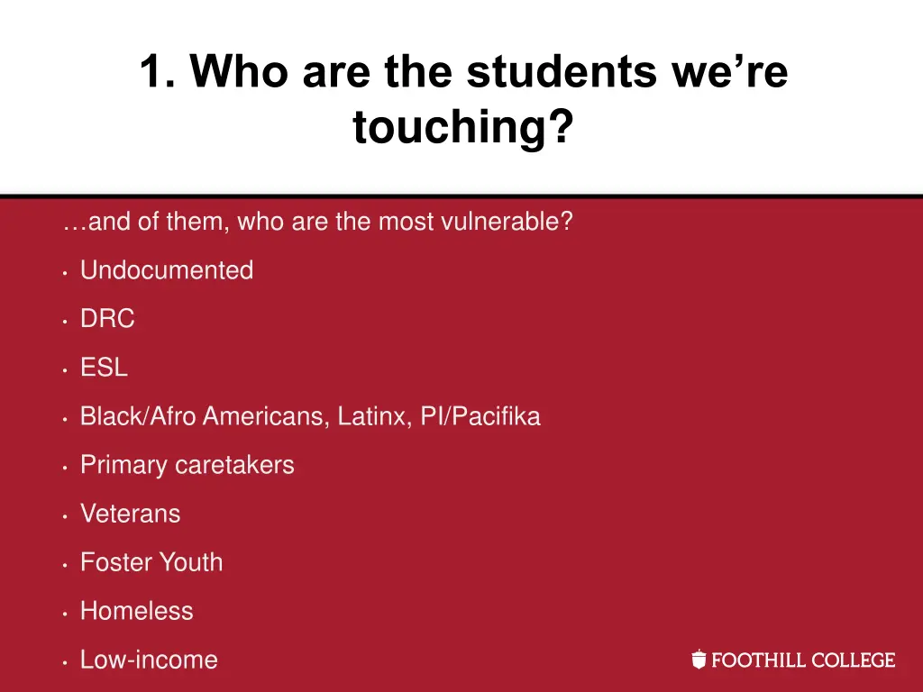 1 who are the students we re touching