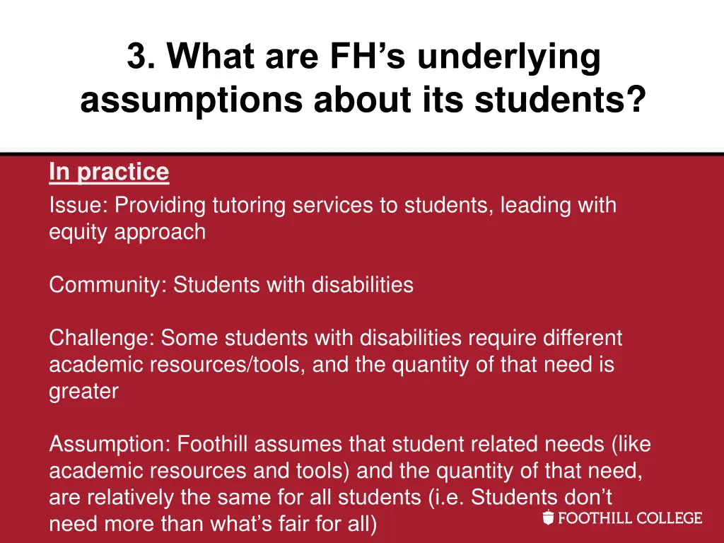 3 what are fh s underlying assumptions about 1