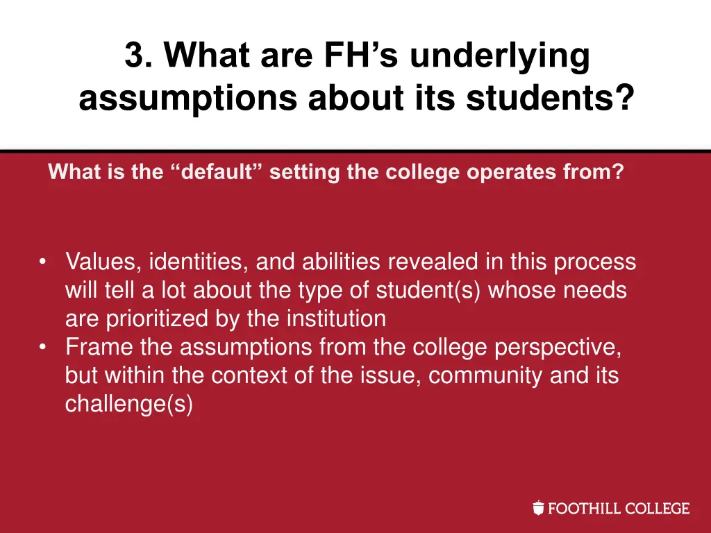 3 what are fh s underlying assumptions about