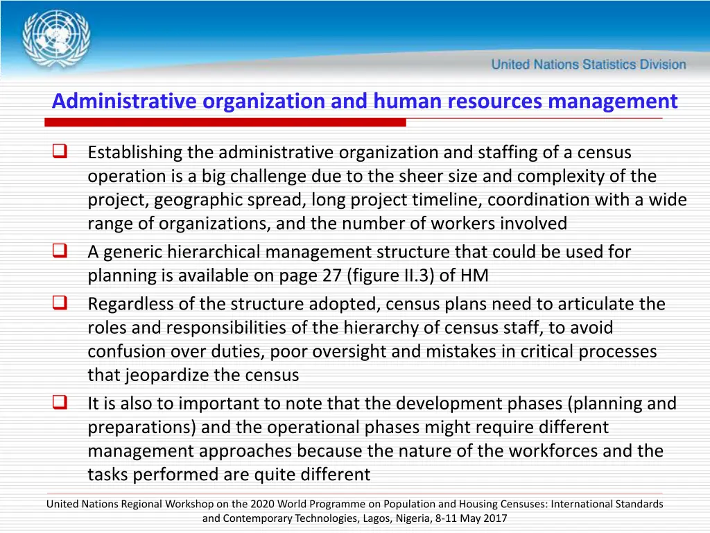 administrative organization and human resources