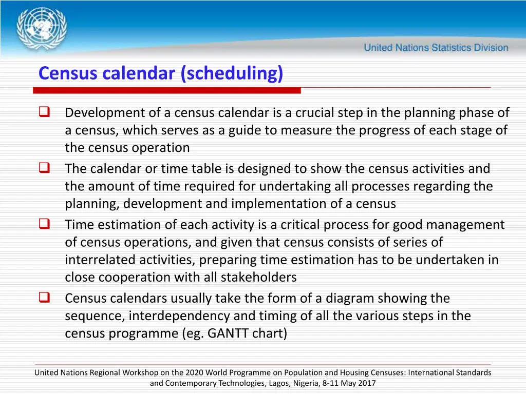 census calendar scheduling
