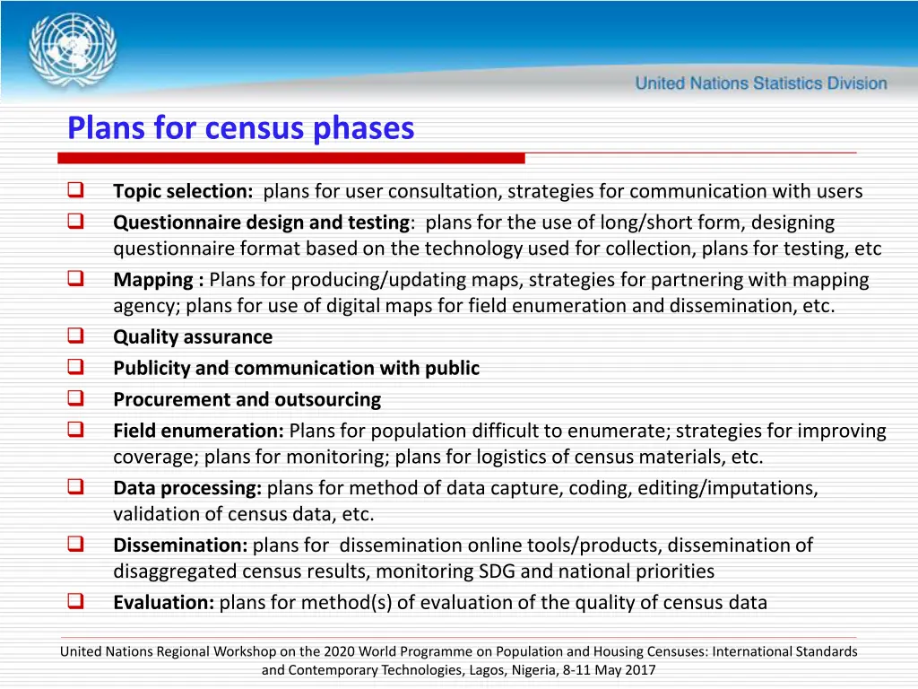plans for census phases