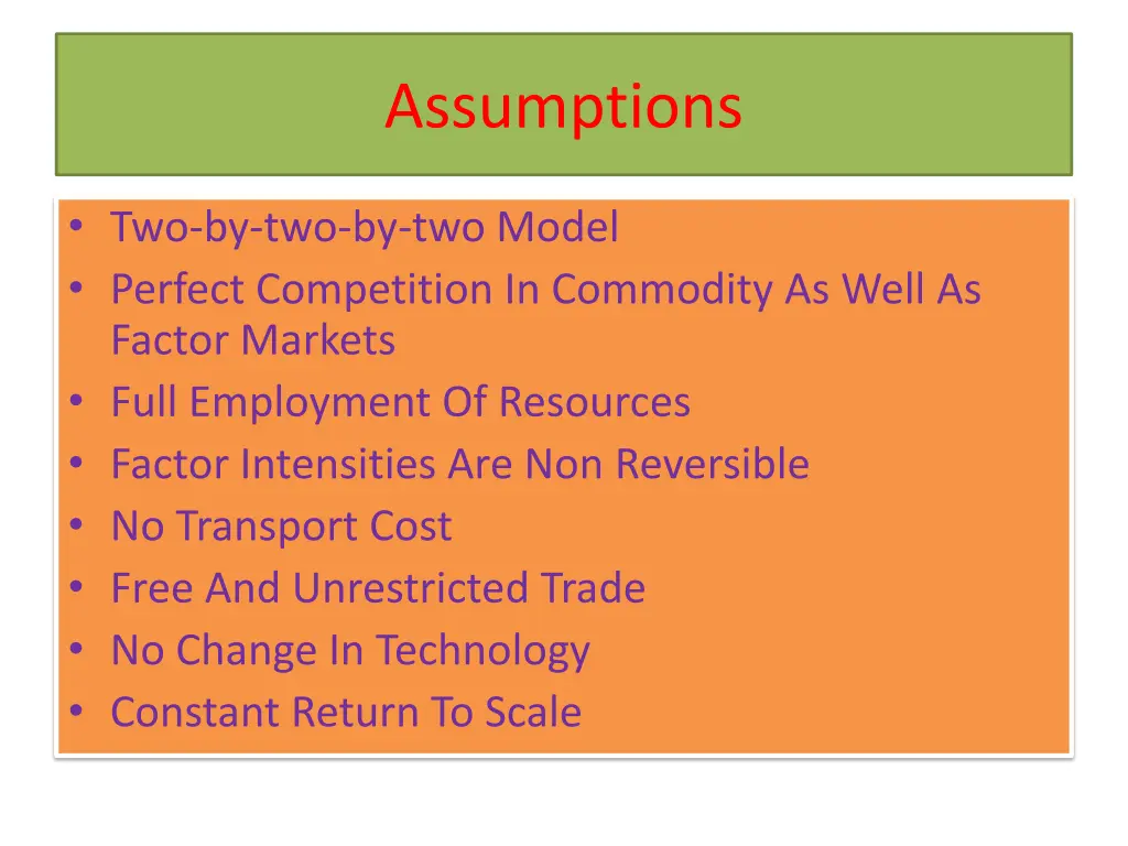 assumptions