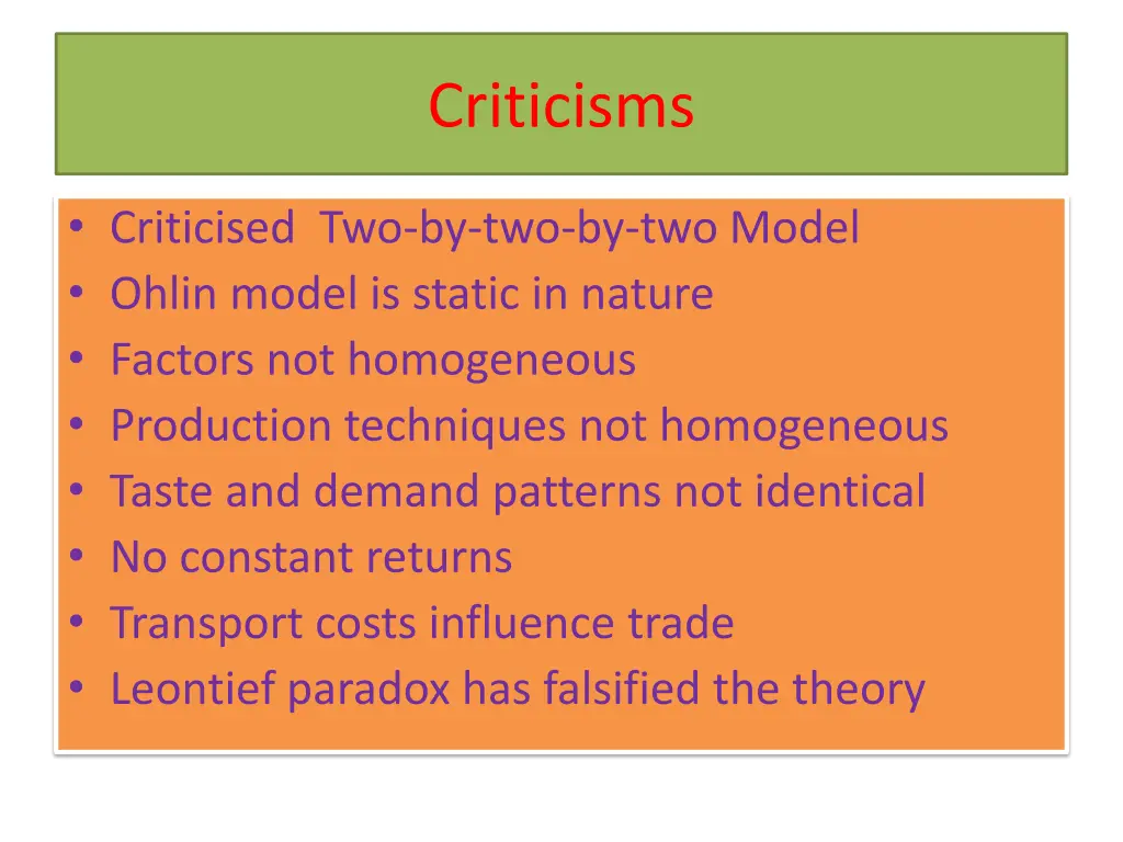 criticisms
