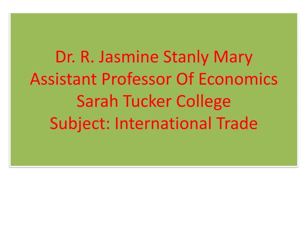 dr r jasmine stanly mary assistant professor