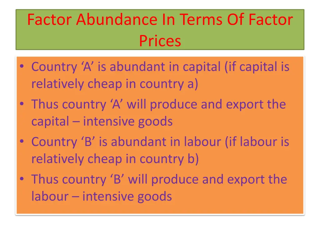 factor abundance in terms of factor prices