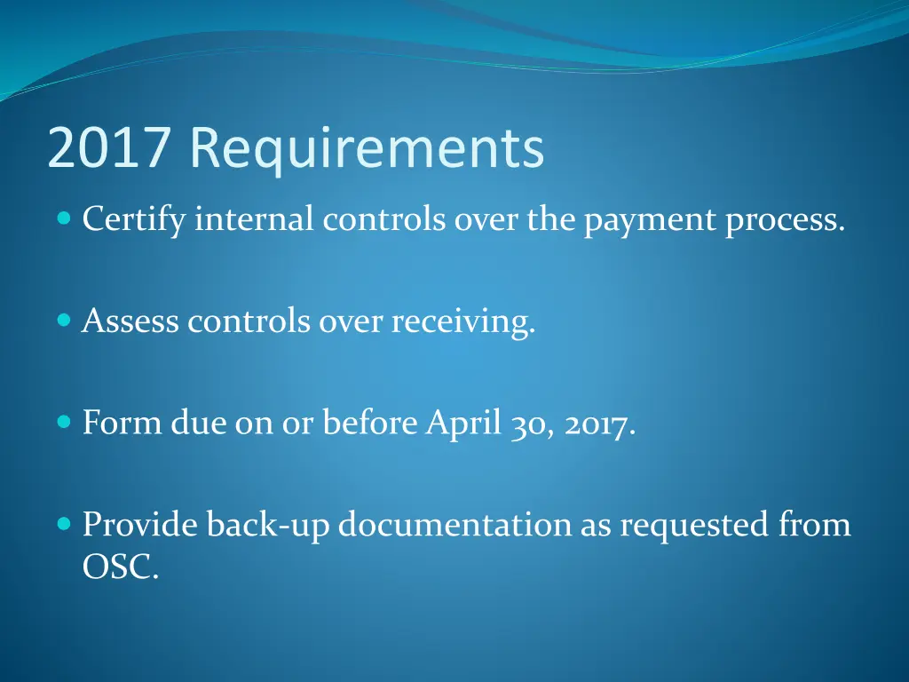 2017 requirements