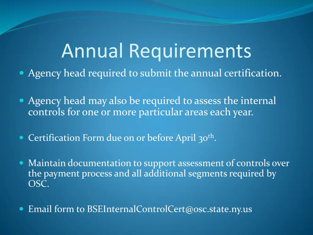 annual requirements