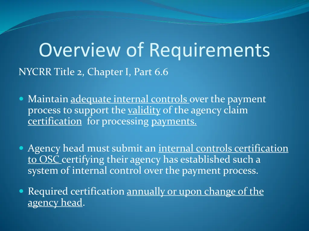 overview of requirements