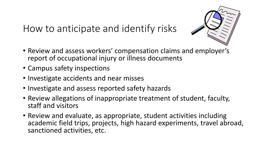 how to anticipate and identify risks