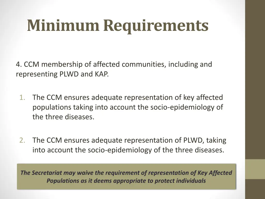 minimum requirements 1