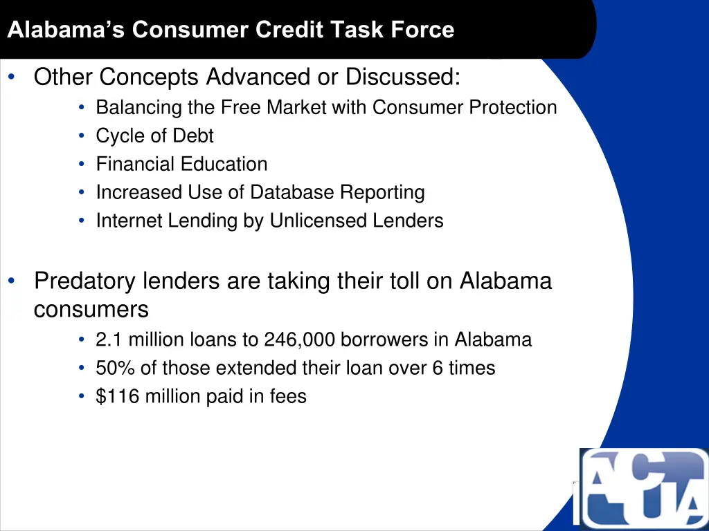 alabama s consumer credit task force 6