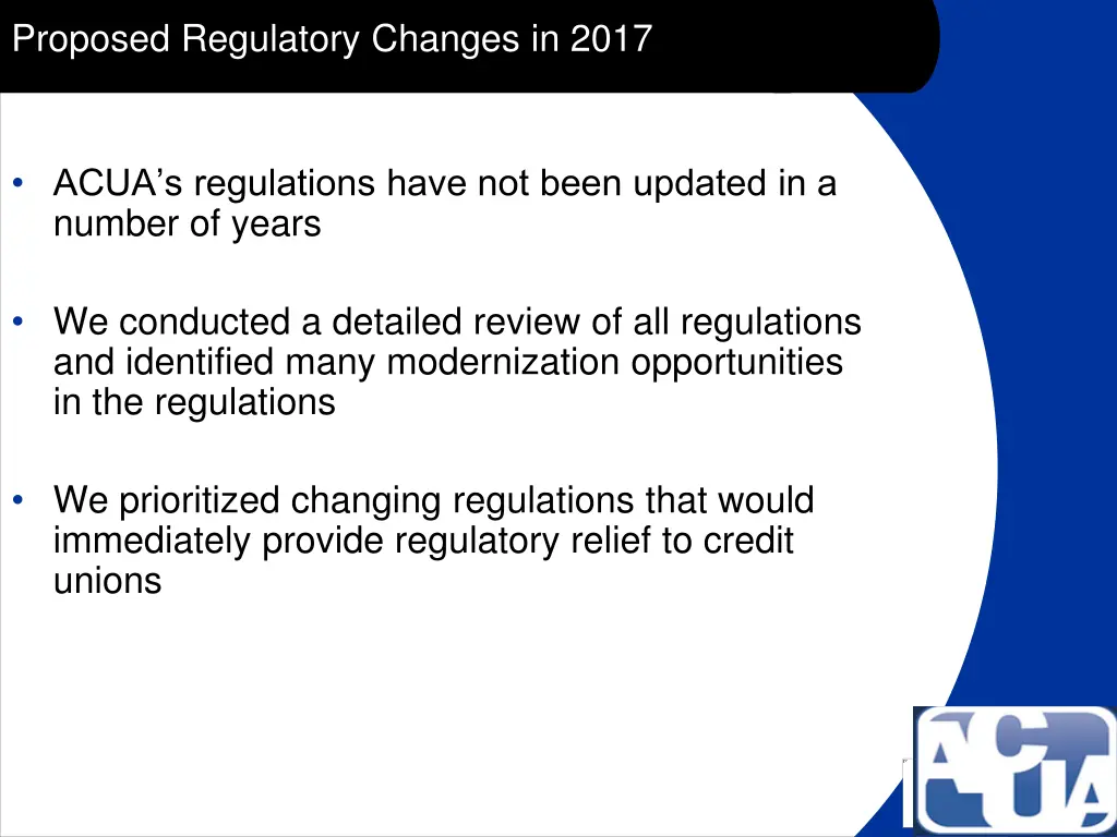 proposed regulatory changes in 2017o