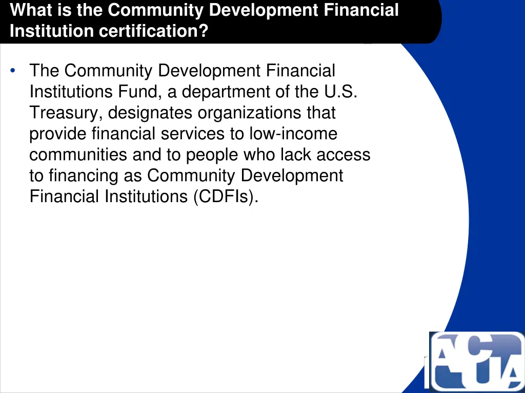 what is the community development financial