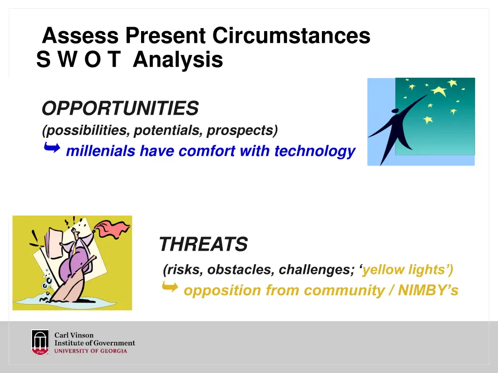 assess present circumstances s w o t analysis 1