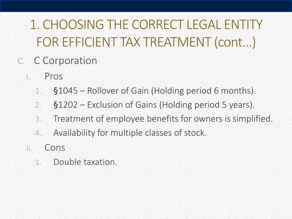 1 choosing the correct legal entity for efficient 1