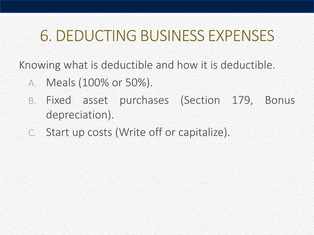 6 deducting business expenses