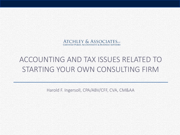accounting and tax issues related to starting