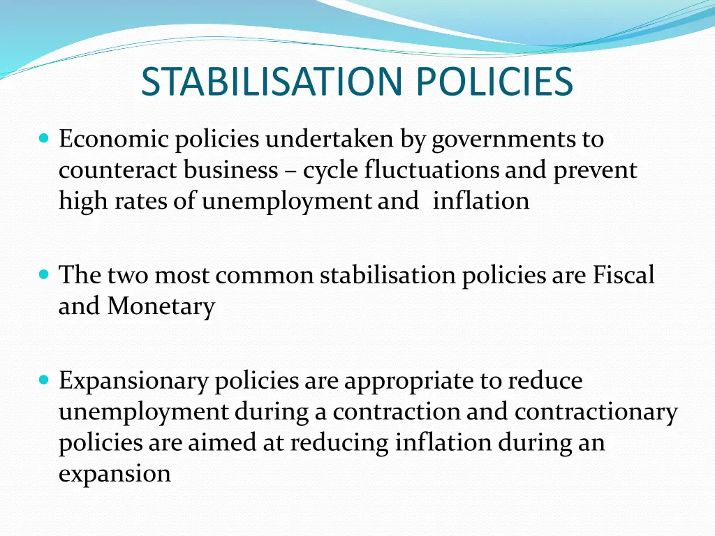 stabilisation policies