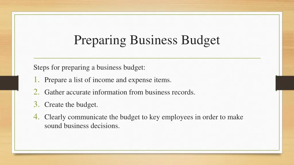 preparing business budget
