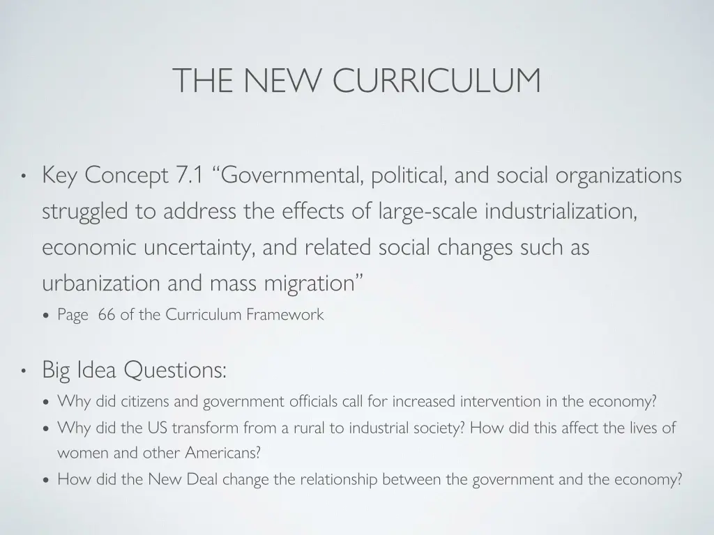 the new curriculum