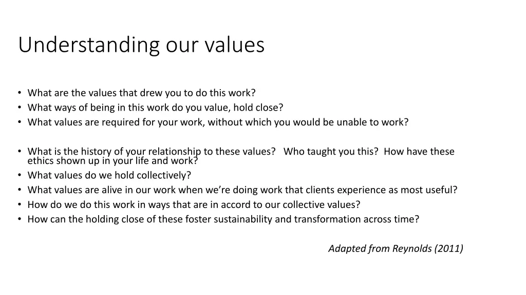 understanding our values