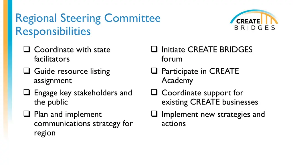 regional steering committee responsibilities