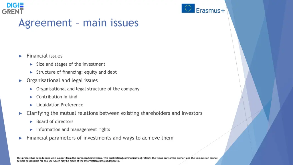 agreement main issues