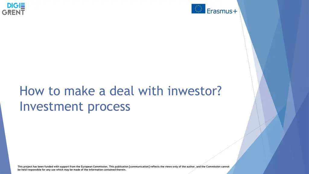 how to make a deal with inwestor investment