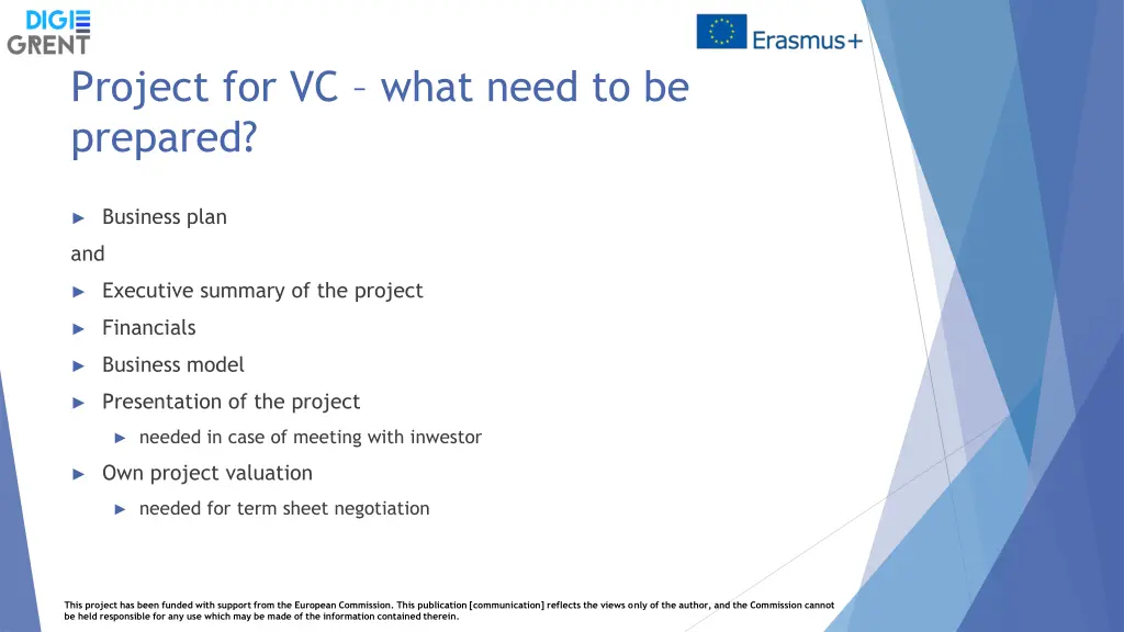 project for vc what need to be prepared