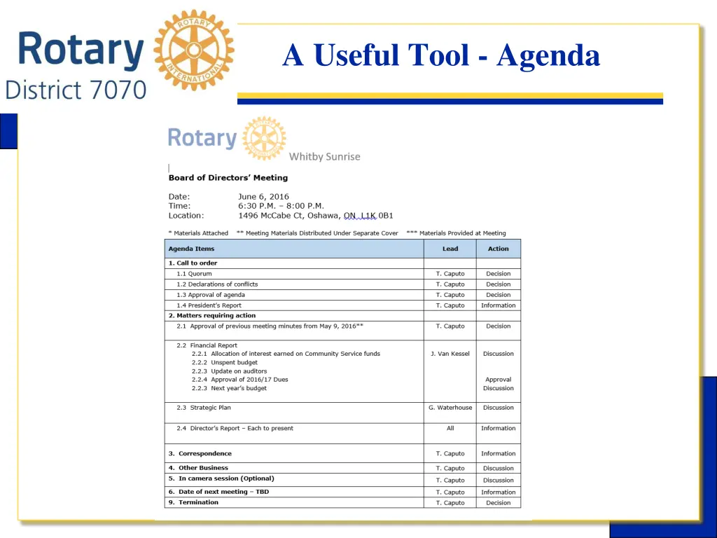 a useful tool agenda