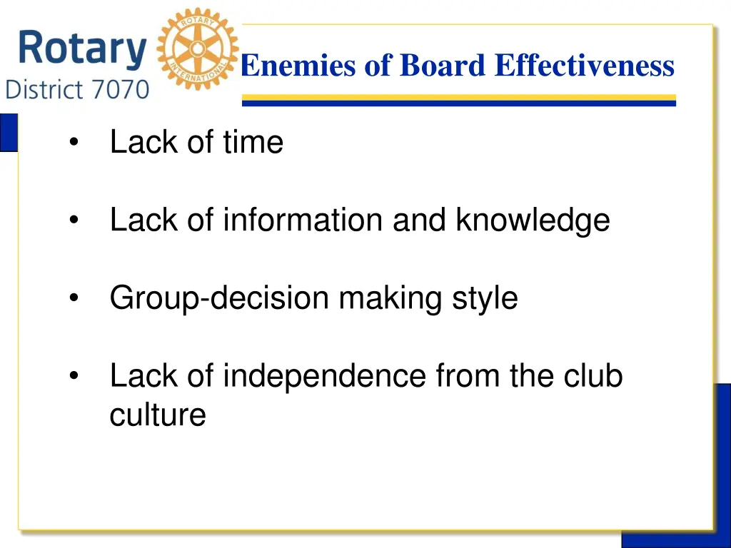 enemies of board effectiveness