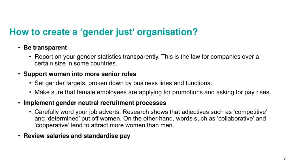 how to create a gender just organisation