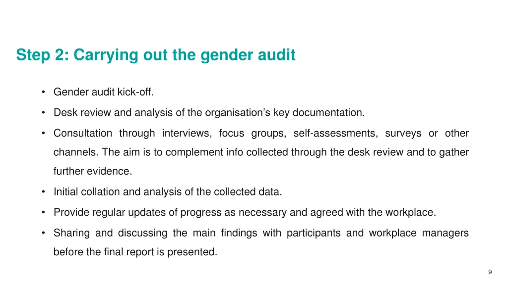 step 2 carrying out the gender audit