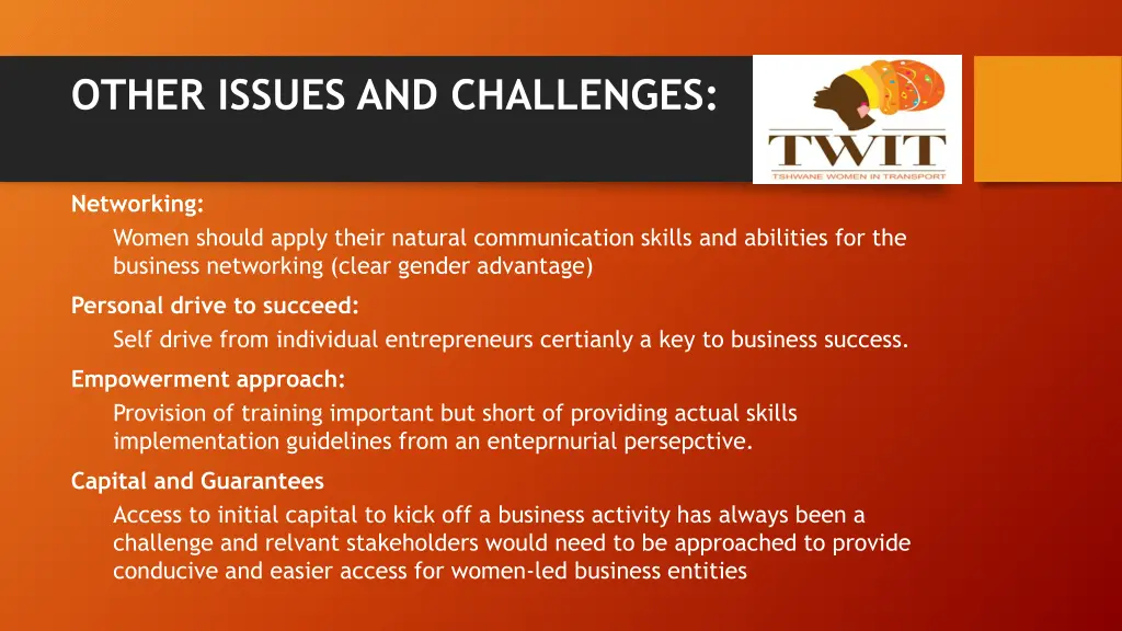 other issues and challenges