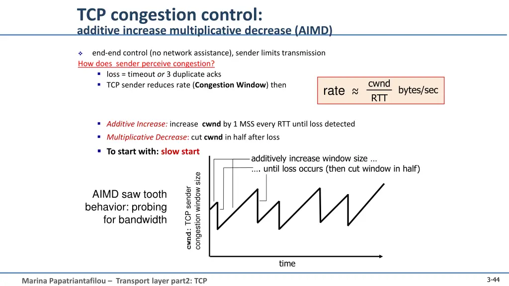 tcp congestion control additive increase