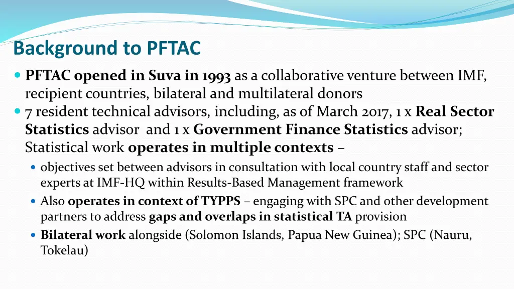 background to pftac