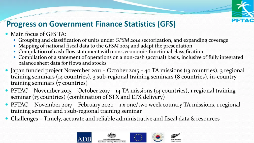 progress on government finance statistics