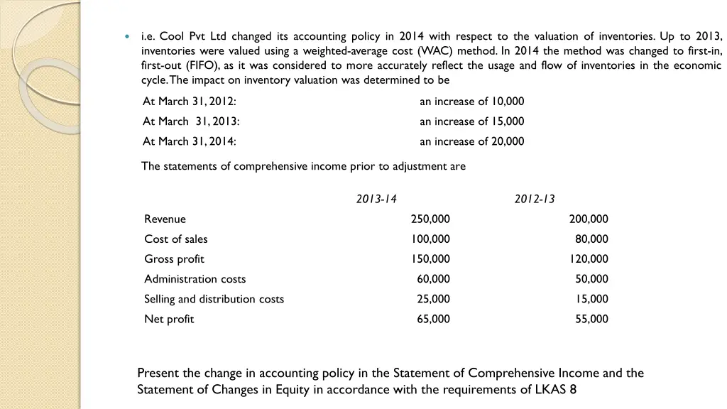 i e cool pvt ltd changed its accounting policy