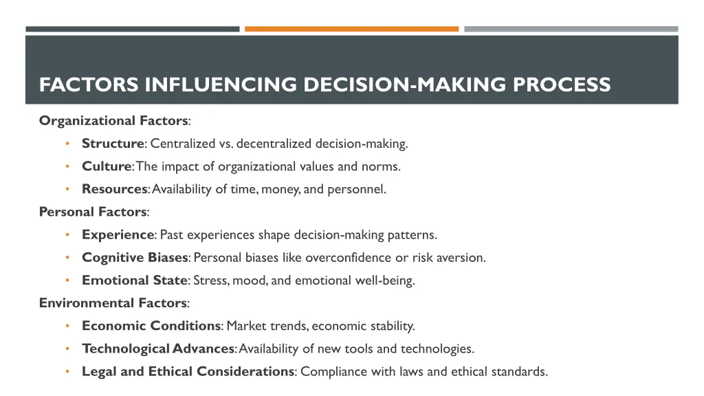factors influencing decision making process