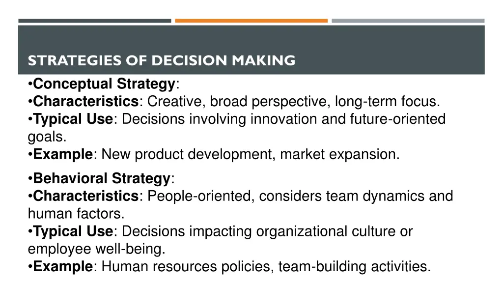 strategies of decision making conceptual strategy