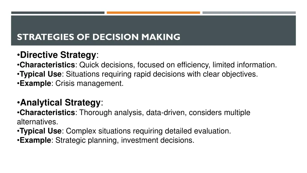 strategies of decision making