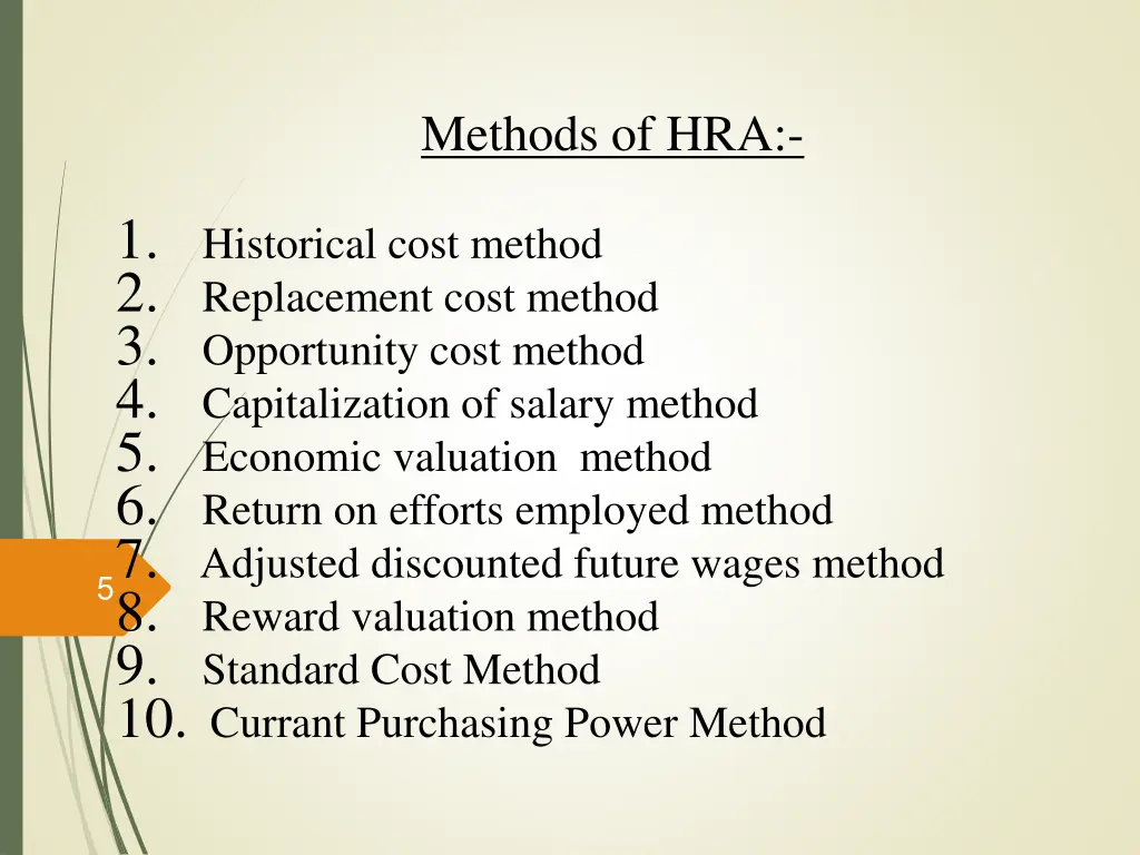 methods of hra