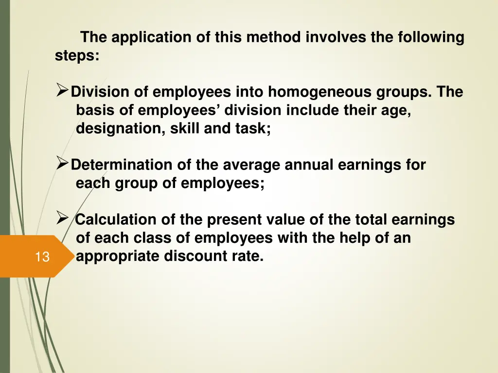 the application of this method involves