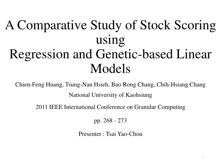 a comparative study of stock scoring using