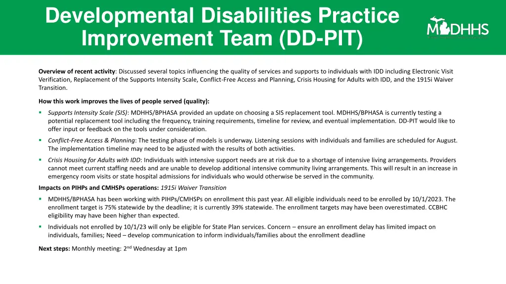 developmental disabilities practice improvement